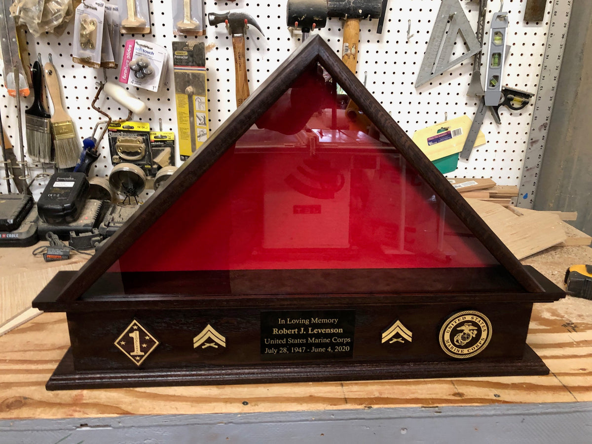 Burial 5 x 9 Flag Pedestal with Engraved Plaque and Branch of Service Wood Medallions