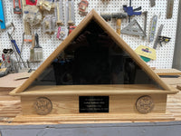 Burial 5 x 9 Flag Pedestal with Engraved Plaque and Branch of Service Wood Medallions