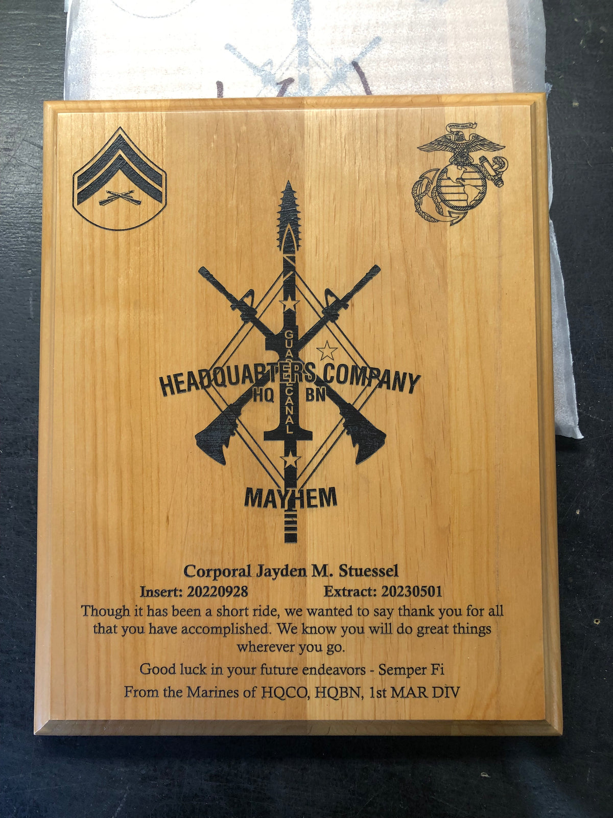 Wooden Engraved Plaque