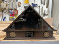 Burial 5 x 9 Flag Pedestal with Engraved Plaque and Branch of Service Wood Medallions