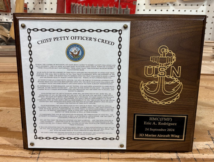 Navy Chief Promotion Plaque