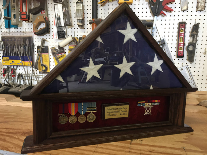 5 x 9 Memorial Flag Shadowbox with Engraved Plaque