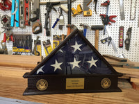 Burial 5 x 9 Flag Pedestal with Engraved Plaque and Branch of Service Wood Medallions