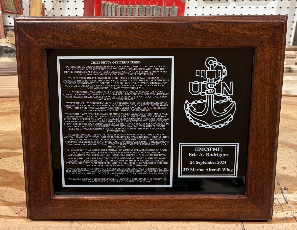 Navy Chief Promotion Plaque