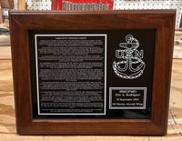 Navy Chief Promotion Plaque